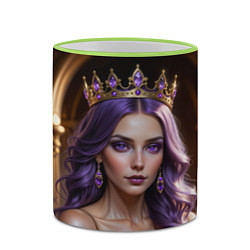 Кружка 3D Девушка с фиолетовыми волосами в короне, цвет: 3D-светло-зеленый кант — фото 2
