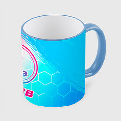 Кружка 3D Saab neon gradient style, цвет: 3D-небесно-голубой кант