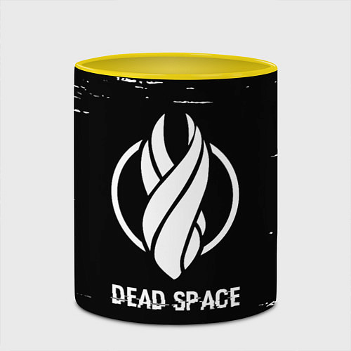 Кружка цветная Dead Space glitch на темном фоне / 3D-Белый + желтый – фото 2