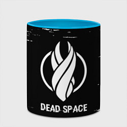 Кружка 3D Dead Space glitch на темном фоне, цвет: 3D-белый + небесно-голубой — фото 2