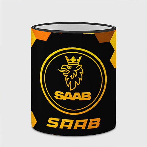 Кружка цветная Saab - gold gradient / 3D-Черный кант – фото 2