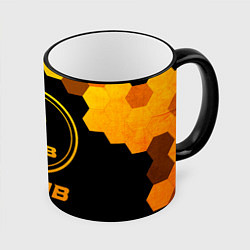 Кружка 3D Saab - gold gradient, цвет: 3D-черный кант