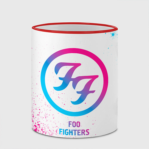 Кружка цветная Foo Fighters neon gradient style / 3D-Красный кант – фото 2