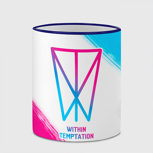 Кружка цветная Within Temptation neon gradient style / 3D-Синий кант – фото 2