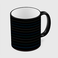 Кружка 3D Разноцветные полосы на чёрном, цвет: 3D-черный кант