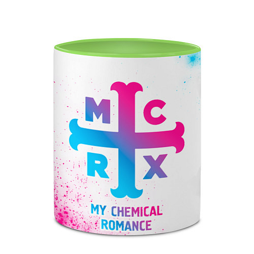 Кружка цветная My Chemical Romance neon gradient style / 3D-Белый + светло-зеленый – фото 2