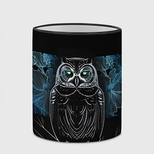 Кружка цветная Сова с красивыми узорами в виде цветов / 3D-Черный кант – фото 2