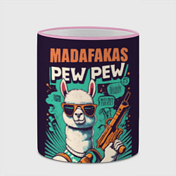 Кружка 3D Pew Pew Madafakas - лама с пистолетами, цвет: 3D-розовый кант — фото 2