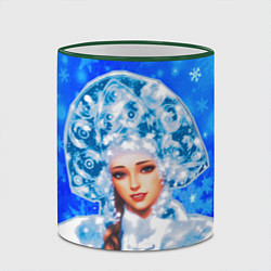 Кружка 3D Красивая русская снегурочка, цвет: 3D-зеленый кант — фото 2