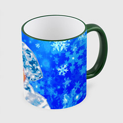 Кружка 3D Красивая русская снегурочка, цвет: 3D-зеленый кант