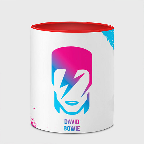 Кружка цветная David Bowie neon gradient style / 3D-Белый + красный – фото 2