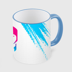 Кружка 3D David Bowie neon gradient style, цвет: 3D-небесно-голубой кант