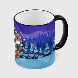 Кружка цветная Новогодний пёс