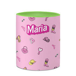 Кружка 3D Имя Мария в стиле барби - розовый паттерн аксессуа, цвет: 3D-белый + светло-зеленый — фото 2