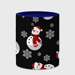Кружка 3D Снеговички в зимних шапочках со снежинками, цвет: 3D-белый + синий — фото 2