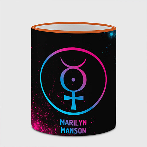 Кружка цветная Marilyn Manson - neon gradient / 3D-Оранжевый кант – фото 2