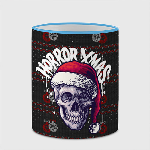 Кружка цветная Horror xmas / 3D-Небесно-голубой кант – фото 2