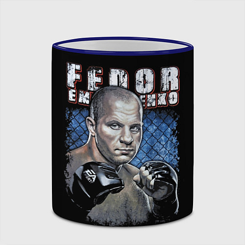 Кружка цветная Фёдор Емельяненко - последний император / 3D-Синий кант – фото 2