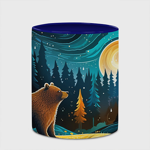 Кружка цветная Хозяин тайги: медведь в лесу / 3D-Белый + синий – фото 2