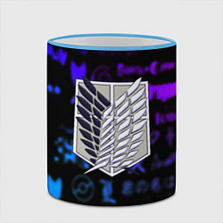Кружка 3D Неоновые лого атака титанов, цвет: 3D-небесно-голубой кант — фото 2