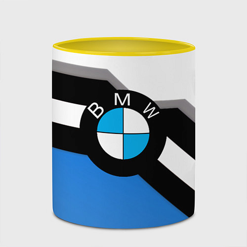 Кружка цветная Bmw sport geometry / 3D-Белый + желтый – фото 2