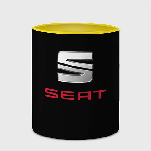 Кружка цветная Seat auto / 3D-Белый + желтый – фото 2