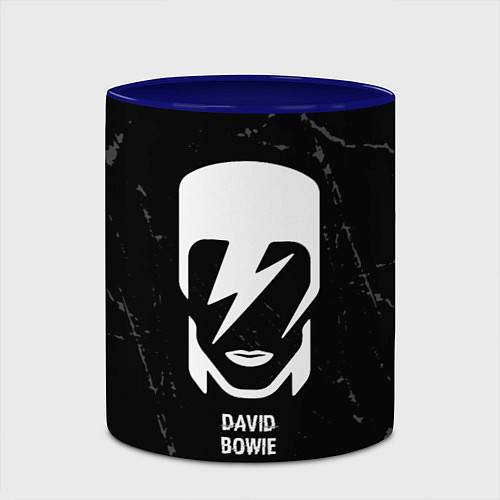 Кружка цветная David Bowie glitch на темном фоне / 3D-Белый + синий – фото 2
