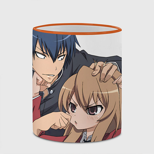 Кружка цветная Toradora Тайга Рюдзи / 3D-Оранжевый кант – фото 2