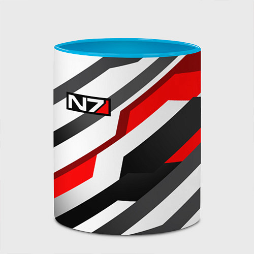 Кружка цветная Mass effect - white uniform n7 / 3D-Белый + небесно-голубой – фото 2