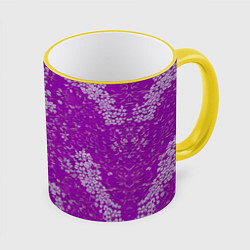 Кружка 3D Белые лепестки на розовом фоне, цвет: 3D-желтый кант