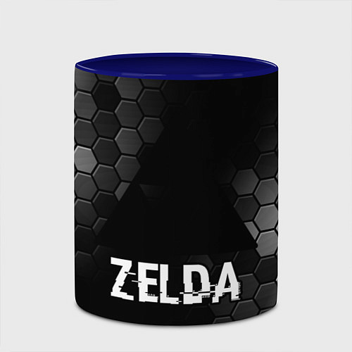 Кружка цветная Zelda glitch на темном фоне / 3D-Белый + синий – фото 2