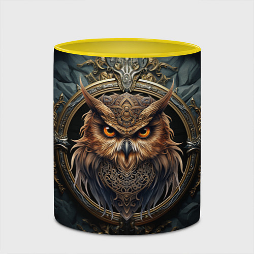 Кружка цветная Сова в викинг-стиле / 3D-Белый + желтый – фото 2