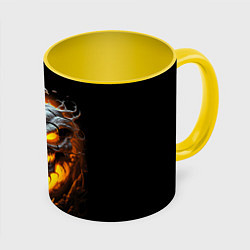 Кружка 3D Halloween - зловещая тыква, цвет: 3D-белый + желтый