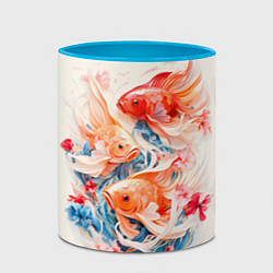 Кружка 3D Золотые бойцовые рыбки, цвет: 3D-белый + небесно-голубой — фото 2