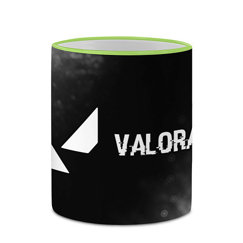 Кружка цветная Valorant glitch на темном фоне по-горизонтали / 3D-Светло-зеленый кант – фото 2