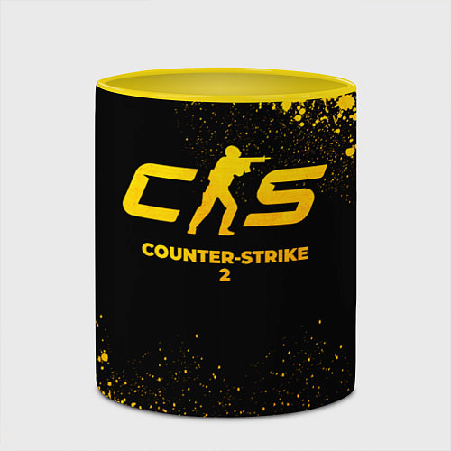 Кружка цветная Counter-Strike 2 - gold gradient / 3D-Белый + желтый – фото 2