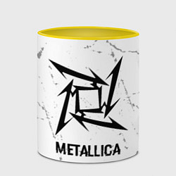 Кружка 3D Metallica glitch на светлом фоне, цвет: 3D-белый + желтый — фото 2