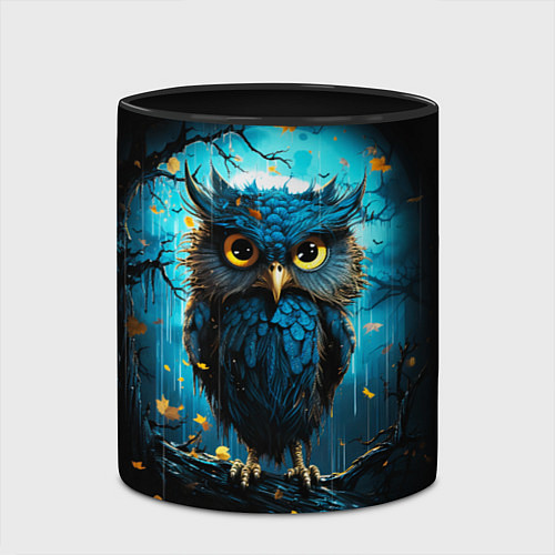 Кружка цветная Halloween - ночная сова / 3D-Белый + черный – фото 2