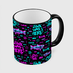 Кружка 3D Jinx Arcane pattern neon, цвет: 3D-черный кант