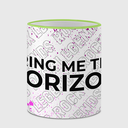 Кружка цветная Bring Me the Horizon rock legends по-горизонтали / 3D-Светло-зеленый кант – фото 2
