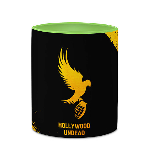 Кружка цветная Hollywood Undead - gold gradient / 3D-Белый + светло-зеленый – фото 2