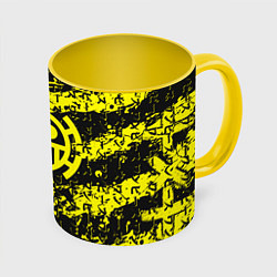 Кружка 3D Ван Пис символ Трафальгара, цвет: 3D-белый + желтый
