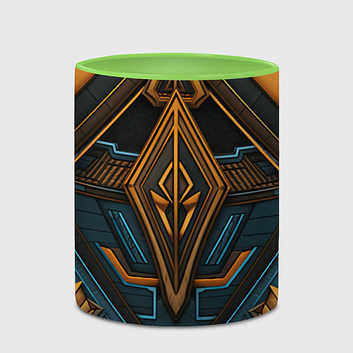 Кружка цветная Орнамент с ромбами в египетском стиле / 3D-Белый + светло-зеленый – фото 2