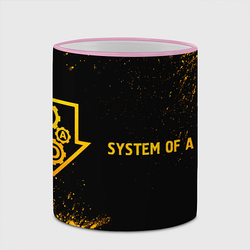 Кружка цветная System of a Down - gold gradient по-горизонтали / 3D-Розовый кант – фото 2