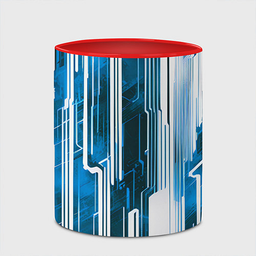 Кружка цветная Киберпанк полосы белый и синий / 3D-Белый + красный – фото 2