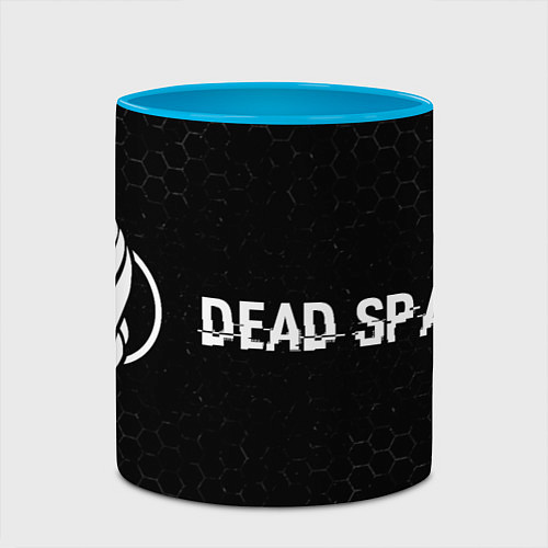 Кружка цветная Dead Space glitch на темном фоне по-горизонтали / 3D-Белый + небесно-голубой – фото 2
