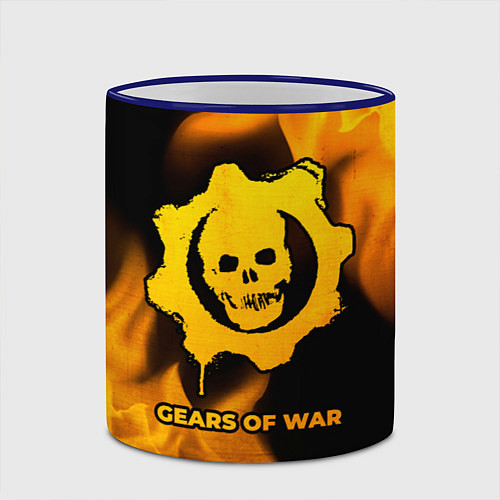 Кружка цветная Gears of War - gold gradient / 3D-Синий кант – фото 2