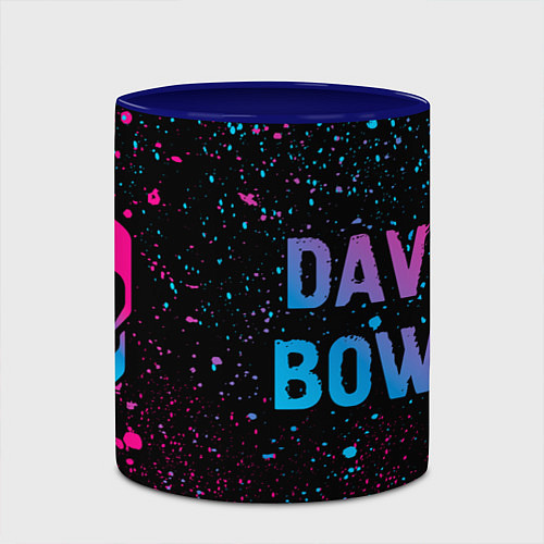 Кружка цветная David Bowie - neon gradient по-горизонтали / 3D-Белый + синий – фото 2