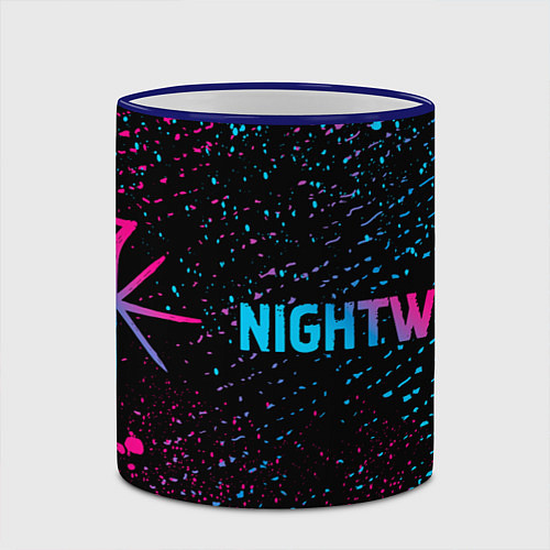 Кружка цветная Nightwish - neon gradient по-горизонтали / 3D-Синий кант – фото 2
