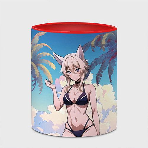 Кружка цветная Дзета в купальнике / 3D-Белый + красный – фото 2
